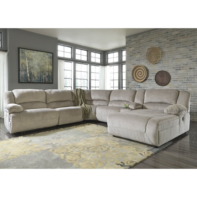 Ashley Toletta 6 Piece Sectional with Console in Granite - 56703-40-19-77-46-57-07-KIT