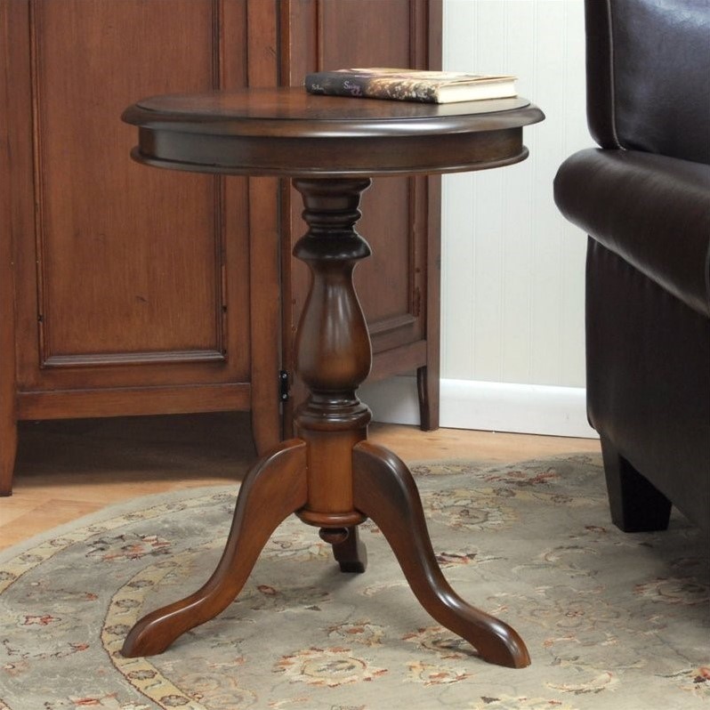 Carolina Classic Leeann Pedestal Accent Table in Chestnut - 1925-NC