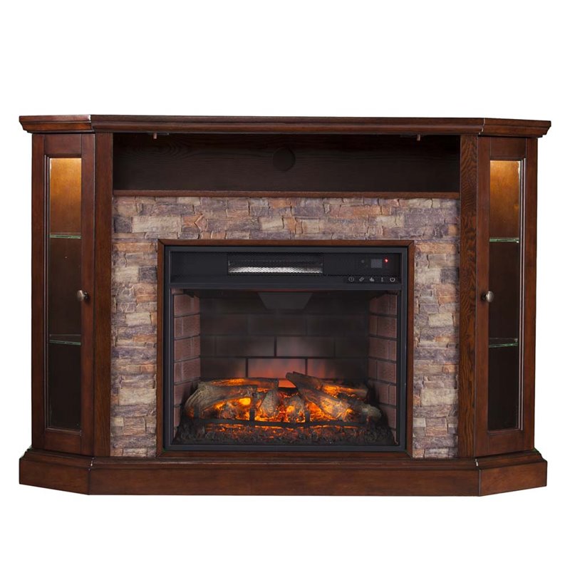 Southern Enterprises Redden Corner Electric Fireplace TV Stand  FI9392