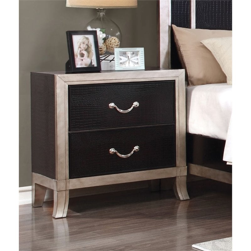 Furniture of America Camie 2 Drawer Faux Leather ...