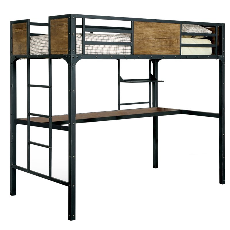 Furniture of America Baron Twin Loft Bed in Black IDFBK029TD