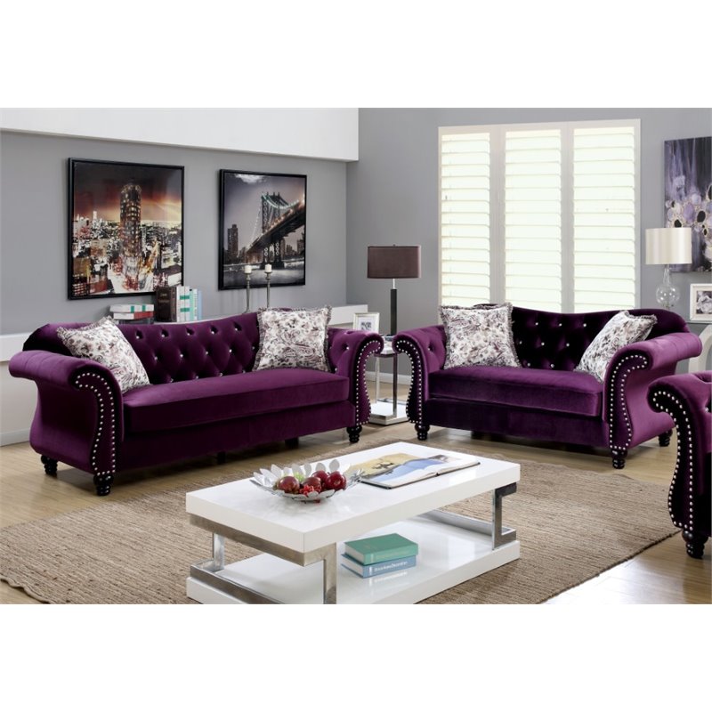 iFurniturei of America Sharon 2 Piece Tufted Sofa iSeti in 