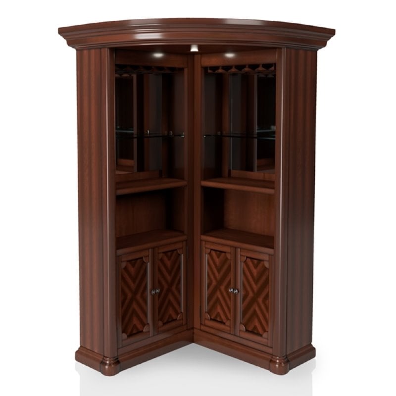 furniture of america myron traditional corner home bar