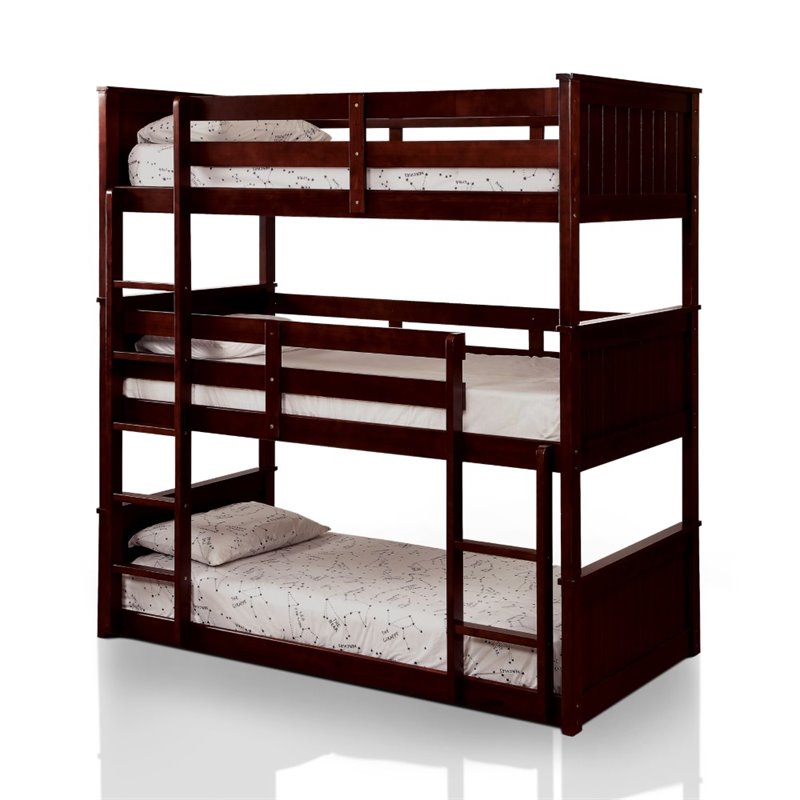 furniture of america dorian twin triple decker bunk bed in espresso idf bk628 furniture of america dorian twin triple decker bunk bed in espresso idf bk628
