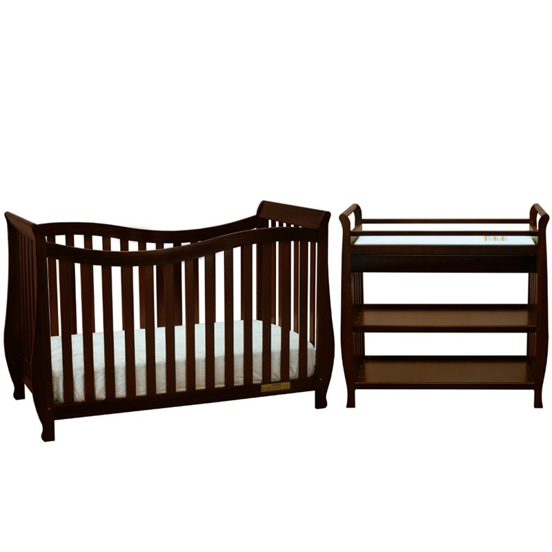 Athena Lorie 4 in 1 Convertible Crib with Changing Table in Espresso ... Athena Lorie 4 in 1 Convertible Crib with Changing Table in Espresso ...