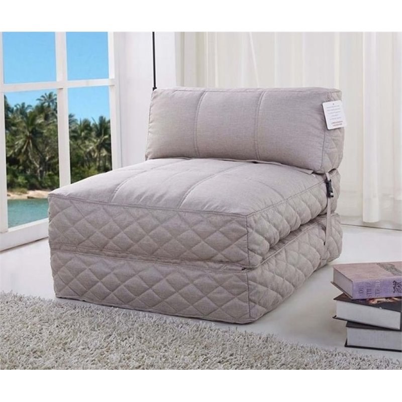 Bowery Hill Convertible Bean Bag Chair Bed In Latte BH Bowery Hill Convertible Bean Bag Chair Bed In Latte BH