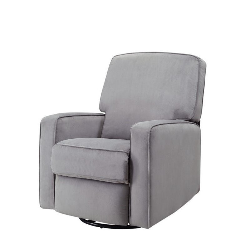 Pemberly Row Fabric Swivel Glider Recliner in Gray PR449643