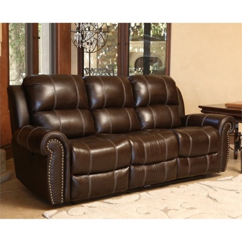 Pemberly Row Leather Power Reclining Sofa in Brown - PR-641954