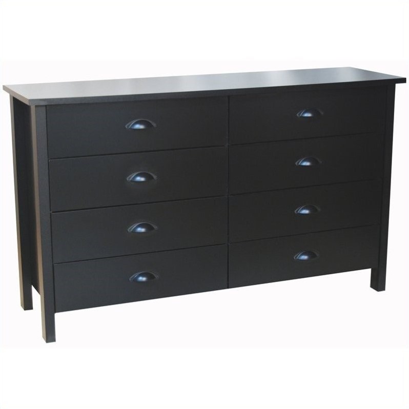 8 Drawer Lowboy Double Dresser in Black - 3117-21BL