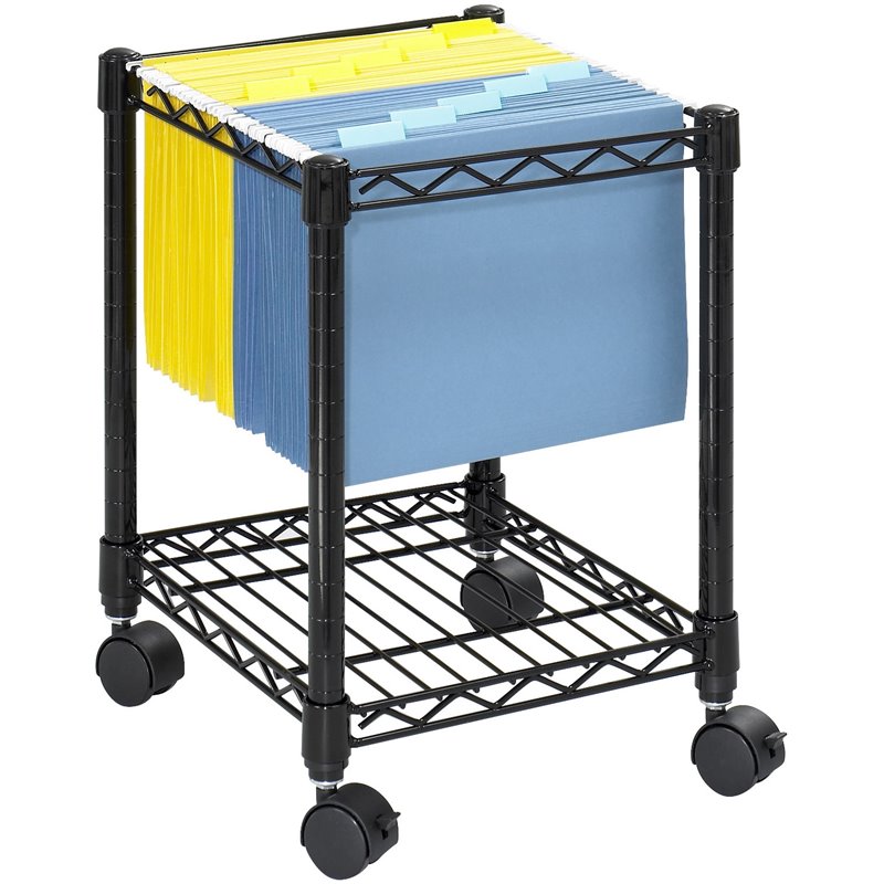 Compact Metal Mobile File Cart in Black - 5277BL