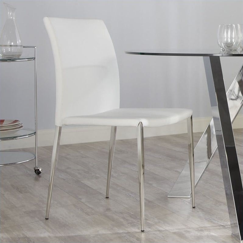 Eurostyle Diana Dining Chair in White/Stainless - 02348WHT