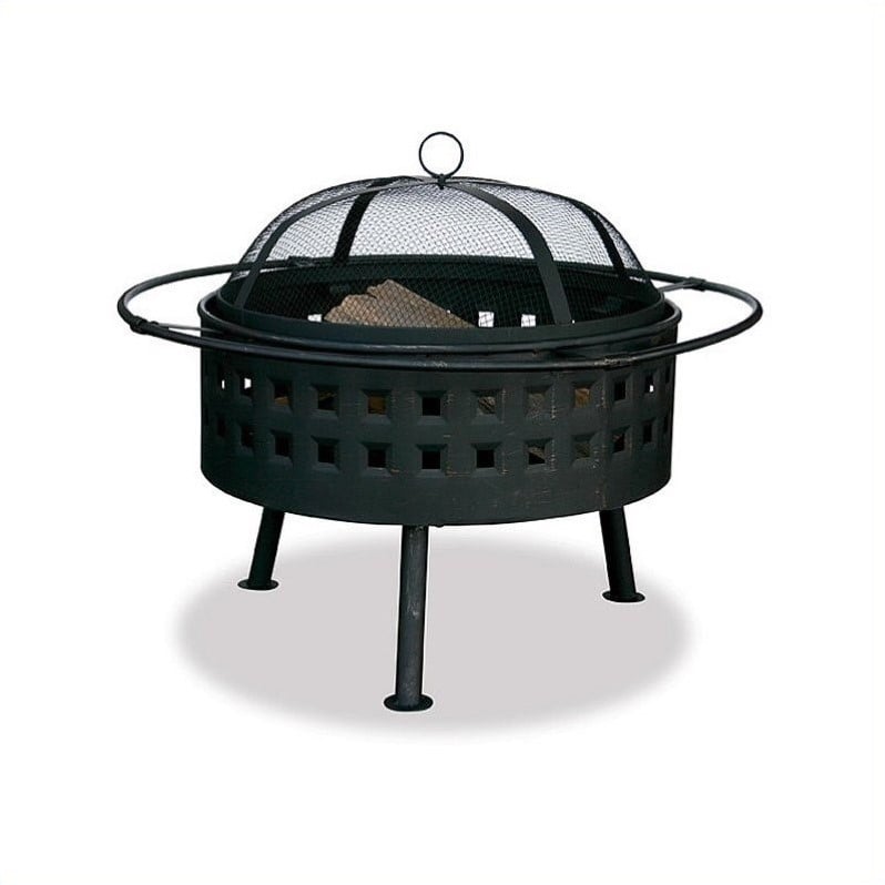 24 Inch Aged Bronze Wood Burning Fire Pit With Square Design WAD997SP   198265 L 