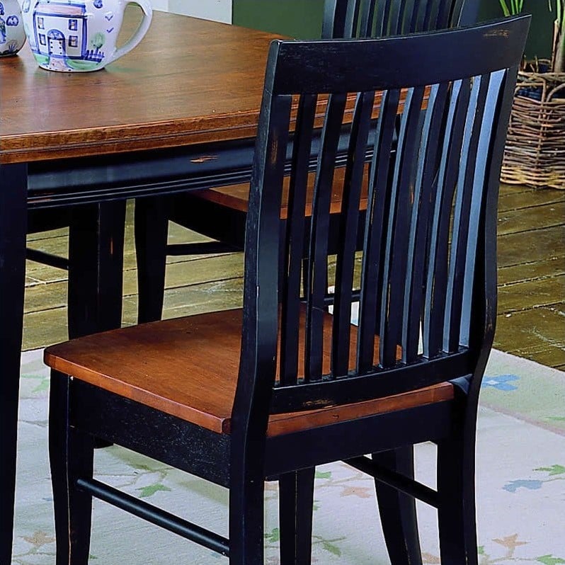 Trent Home Liz Black Slat Back Dining Chair with Cherry Top - 764S