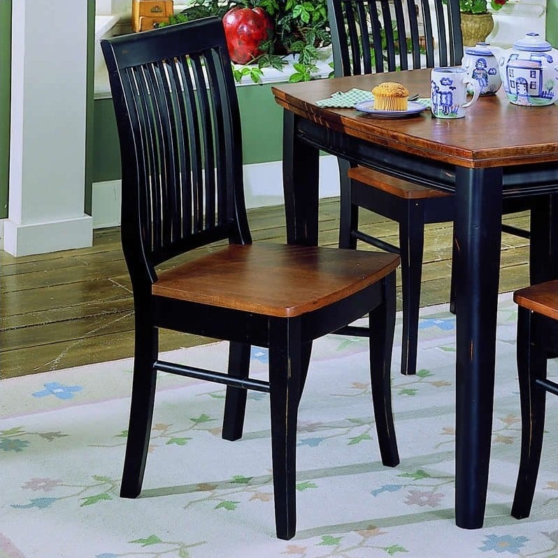 Trent Home Liz Black Slat Back Dining Chair with Cherry Top - 764S