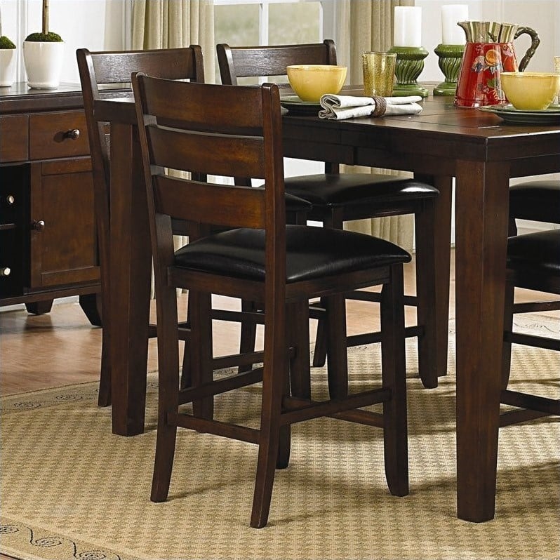 Trent Home Ameillia Counter Height Dining Chair in Dark Oak (Set of 2 ...