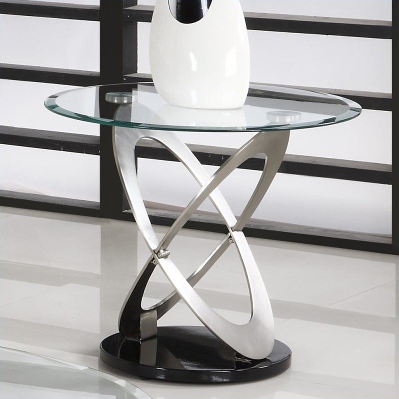 Trent Home Firth Glass Top End Table in Chrome - 3401-04