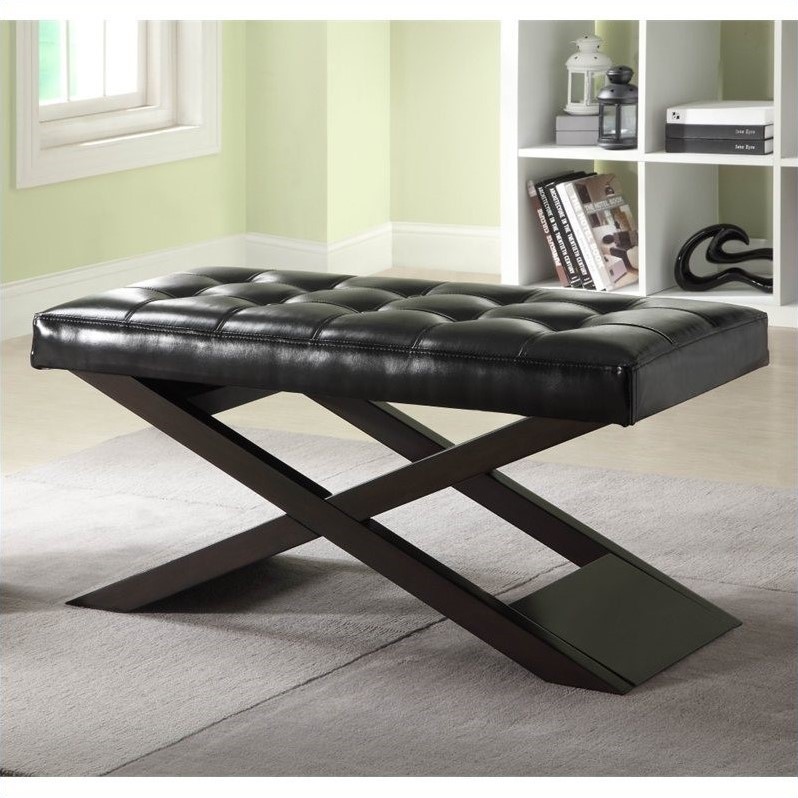 Trent Home Natalia X-Bench Ottoman in Black - 4739BK