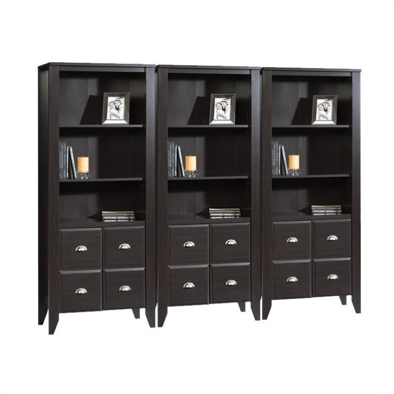  Office Furniture Bookcases Wall Bookcase with Doors in Jamocha Wood
