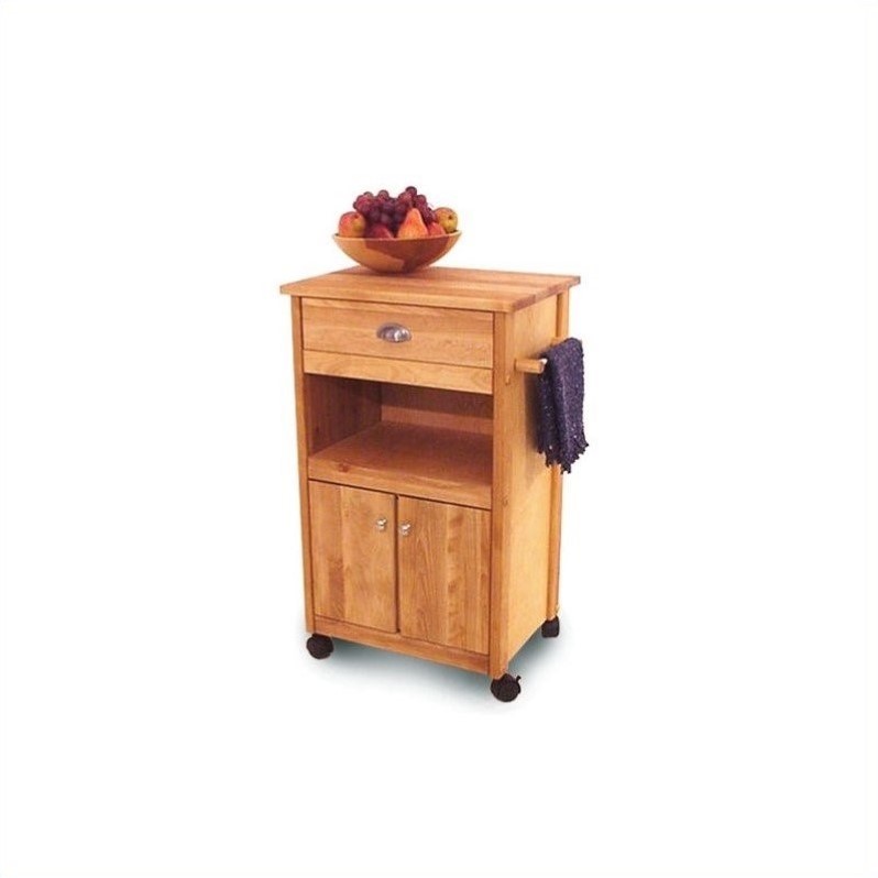 Catskill Birch Hardwood Cuisine Butcher Block Kitchen Cart In Natural   55196 L 