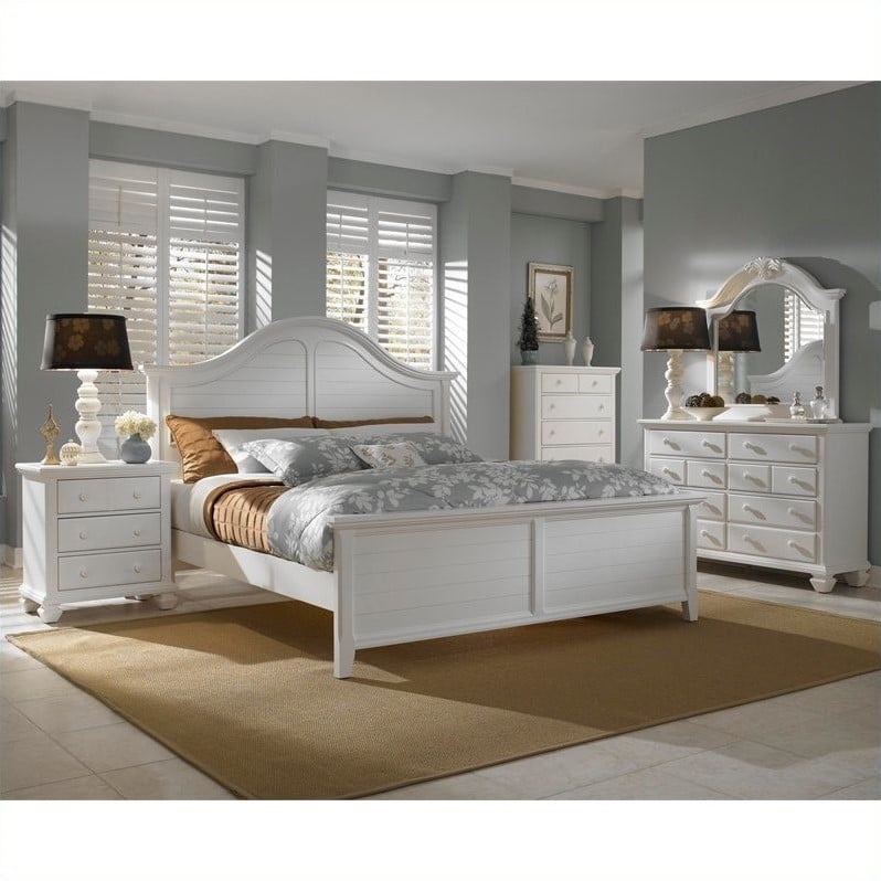 Broyhill Mirren Harbor Arched Panel Bed 5 Piece Bedroom Set in White ...