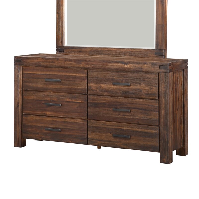 Modus Furniture Meadow 6 Drawer Double Dresser In Brick Brown - 3F4182