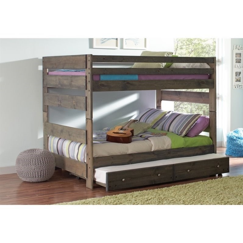 Coaster Wrangle Hill Full over Full Bunk Bed with Trundle in Gray 400833400836KIT Coaster Wrangle Hill Full over Full Bunk Bed with Trundle in Gray 400833400836KIT