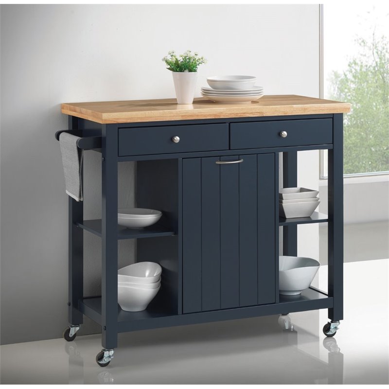 Coaster Kitchen Cart in Navy Blue - 102675