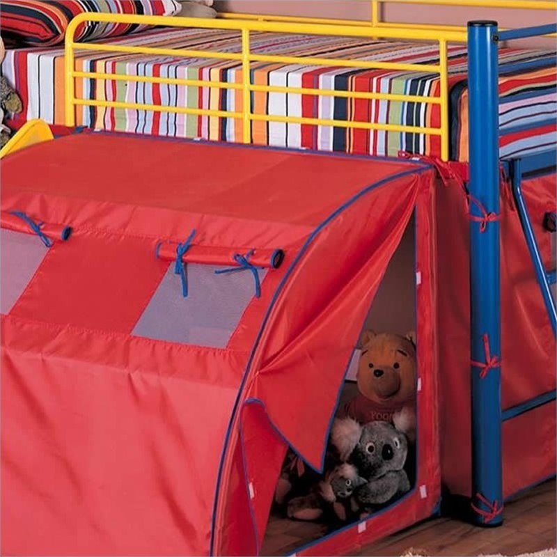 Coaster Kids Metal Twin Loft Bunk Bed with Slide and Tent  7239