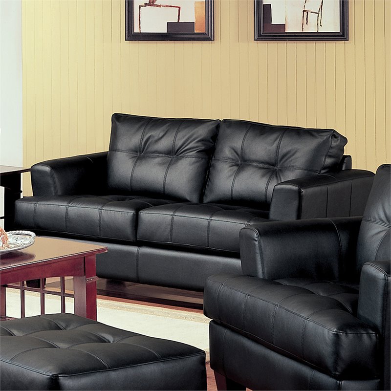 Coaster Samuel Black Contemporary Leather Loveseat 501682   200494 1 L 