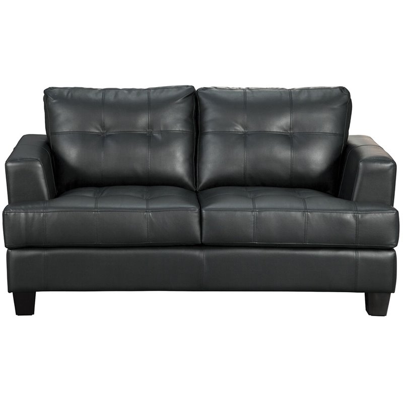 Coaster Samuel Black Contemporary Leather Loveseat 501682   200494 L 