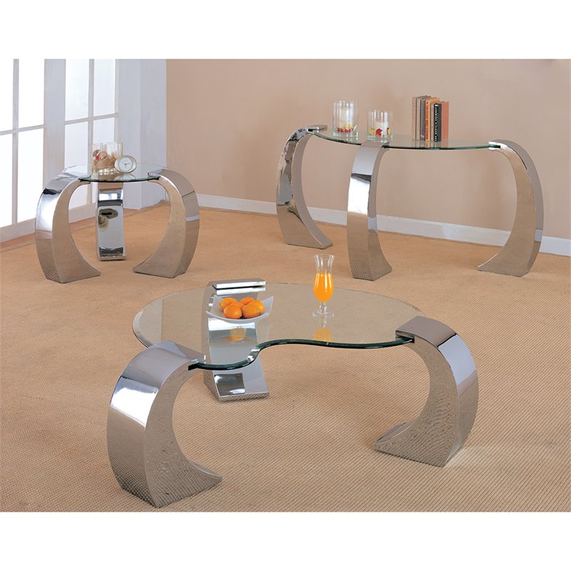 Coaster Custer Chrome End Table with Glass Top - 720057