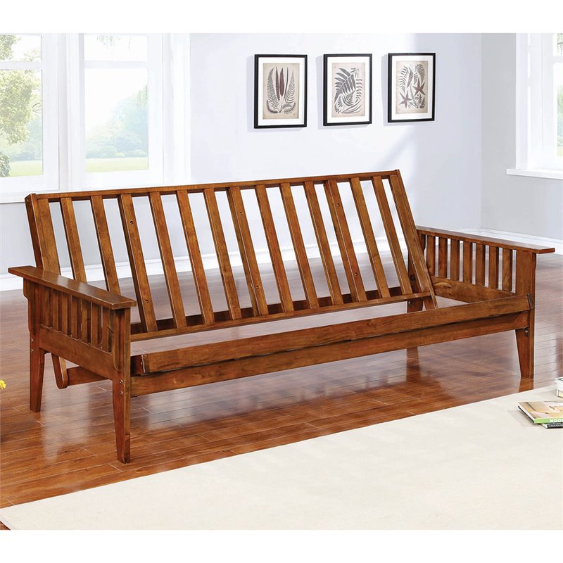 Coaster Full Size Futon Frame in Dirty Oak - 4382