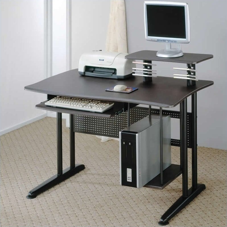 Coaster Desks Black Computer Desk w/ Keyboard Tray & Computer Storage ...