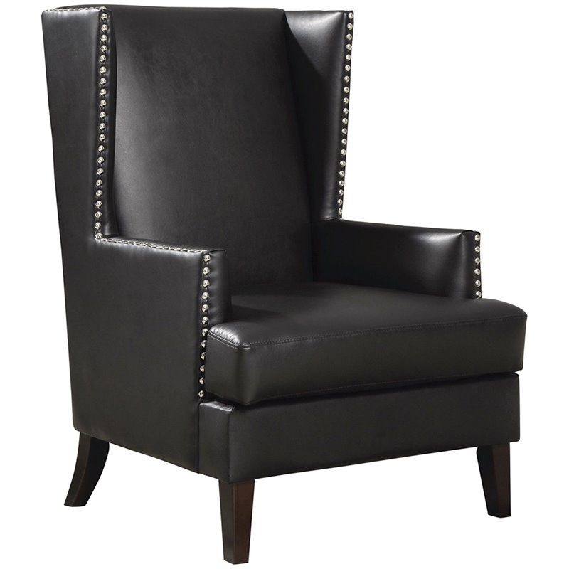 Coaster Faux Leather Accent Chair in Black - 902078