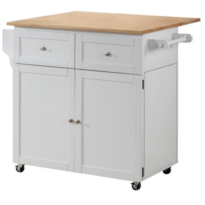 Coaster Kitchen Cart with Trash Compartment in White - 900558