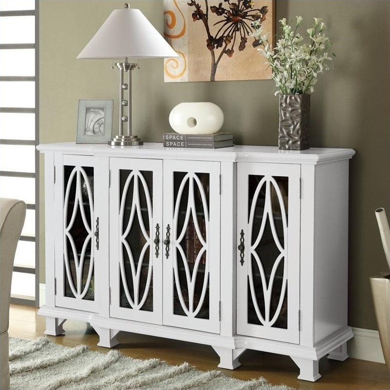 Coaster Console Table with Glass Doors in White - 950265