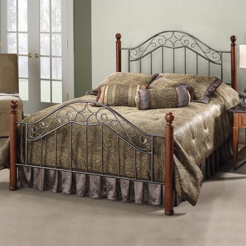 Hillsdale Martino Metal Poster Bed In Smoke Silver Finish - 1392bxr