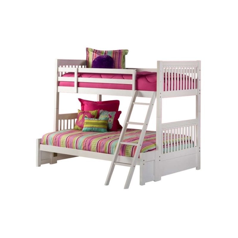 Hillsdale Lauren Twin over Full Bunk Bed in White - 1528BBFX