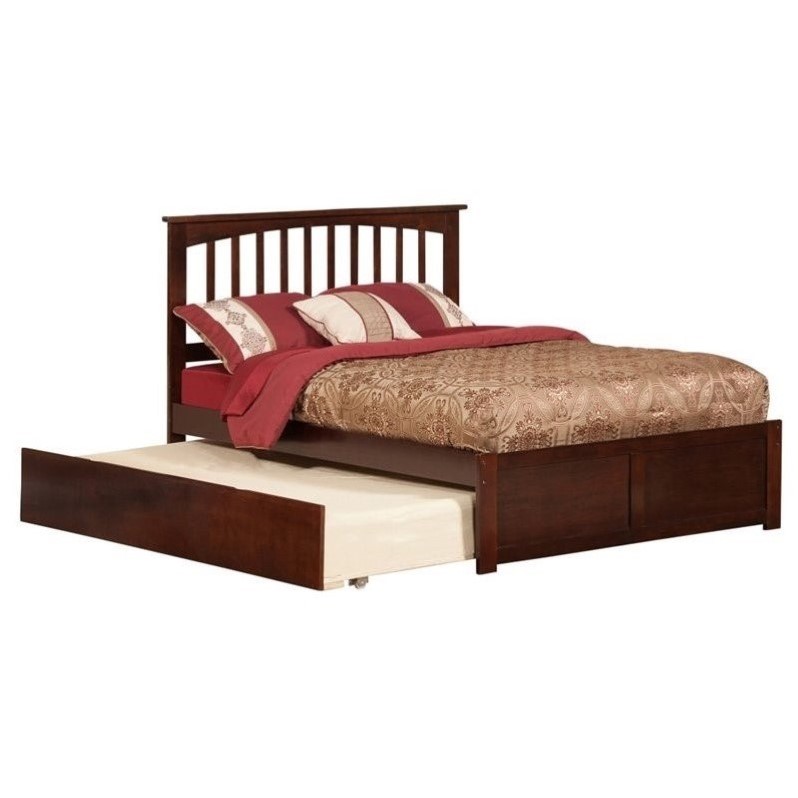 Atlantic Furniture Mission Bed With Urban Trundle In Antique Walnut