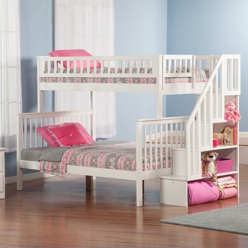 Atlantic Furniture Woodland Staircase Bunkbed in White - AB56XX02