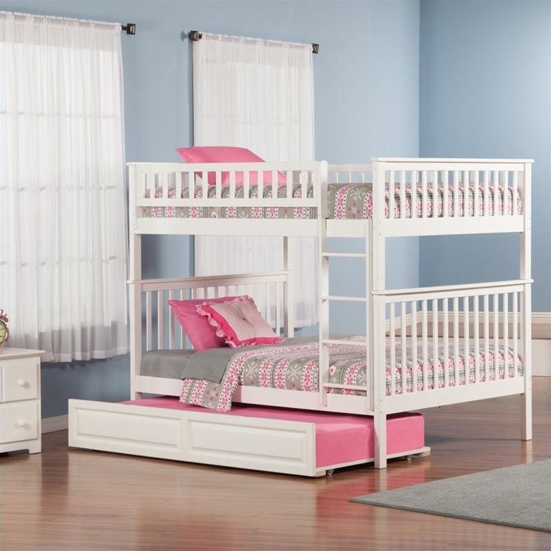 Woodland Bunkbed with Twin Raised Panel Trundle Bed in White - AB56X32