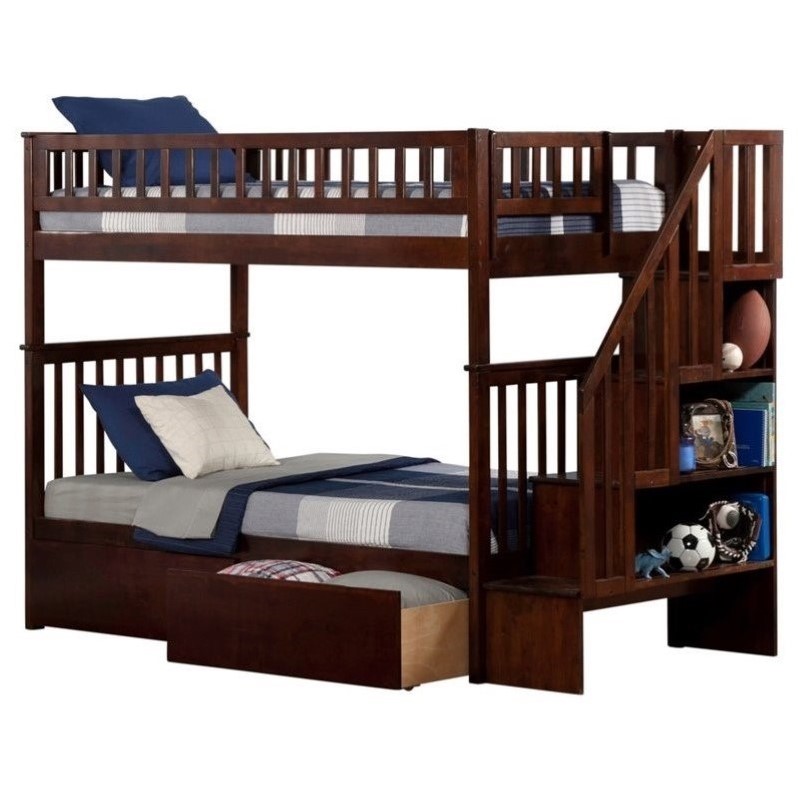 Woodland Stair Bunk Bed with 2 Urban Lifestyle Bed Drawers in Walnut ...