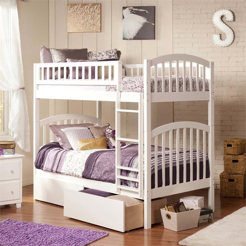 Atlantic Furniture Richland Bunk Twin over Twin with UBD in White - AB64142