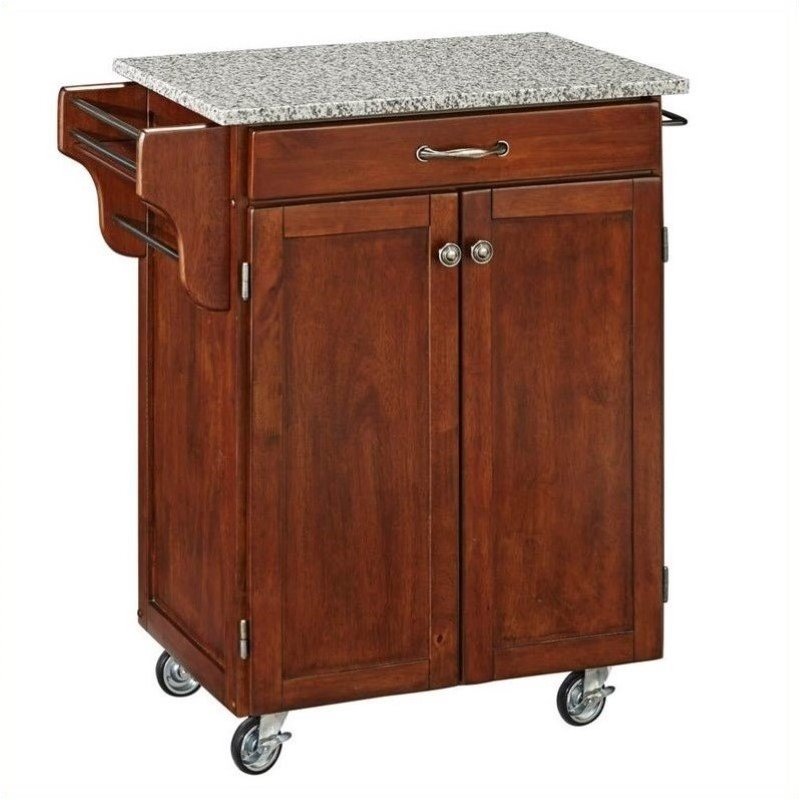 Kitchen Cart In Cherry With Salt Pepper Granite Top 9001 0073   147347 1 L 