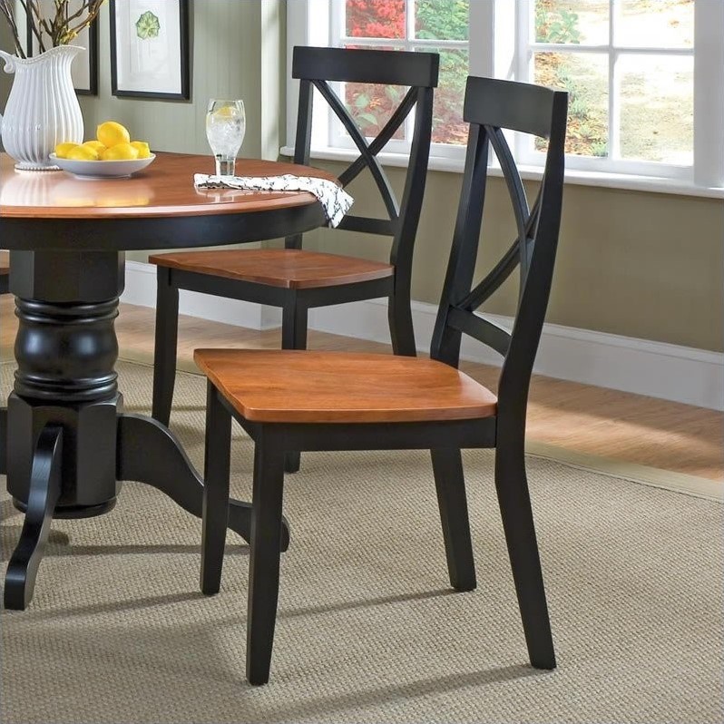 Dining Chair In Black And Cottage Oak Set Of 2 5168 802