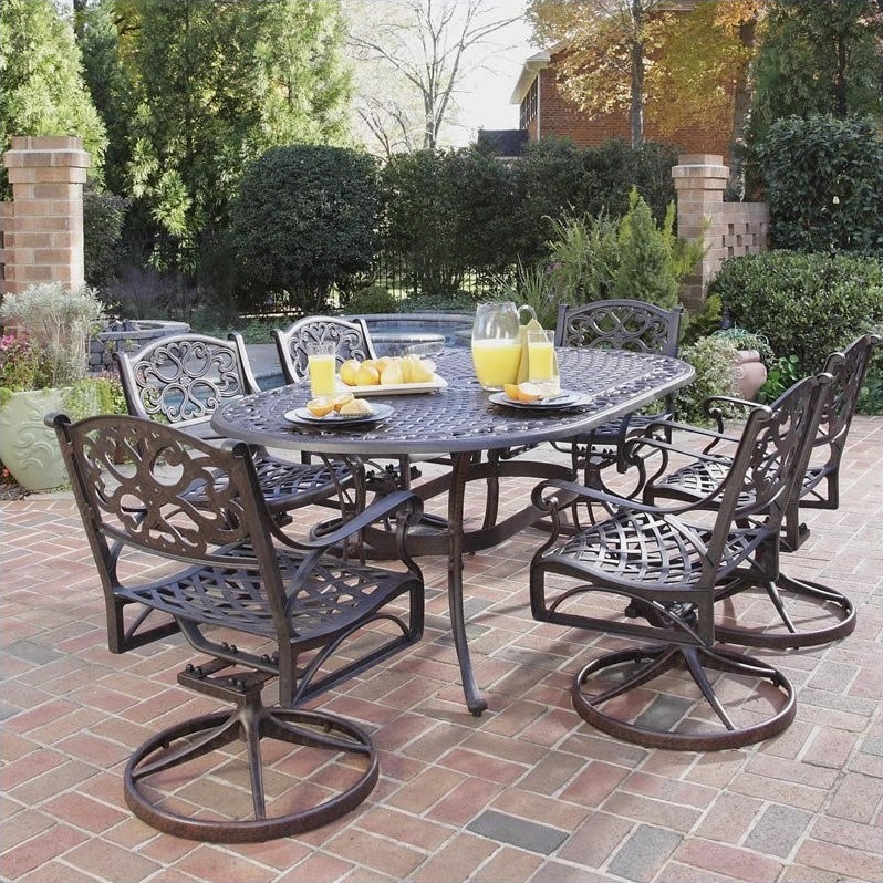 7 Piece Metal Patio Dining Set in Bronze - 5555-335