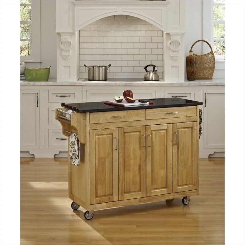 49 Inch Black Granite Top Kitchen Cart In Natural 9200 1014   383247 L 